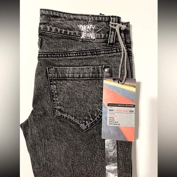 NWT Y2K DKNY Jeans Womens Sz 27 Black Skinny Acid Washed Denim Ankle Zip LowRise - Picture 12 of 12